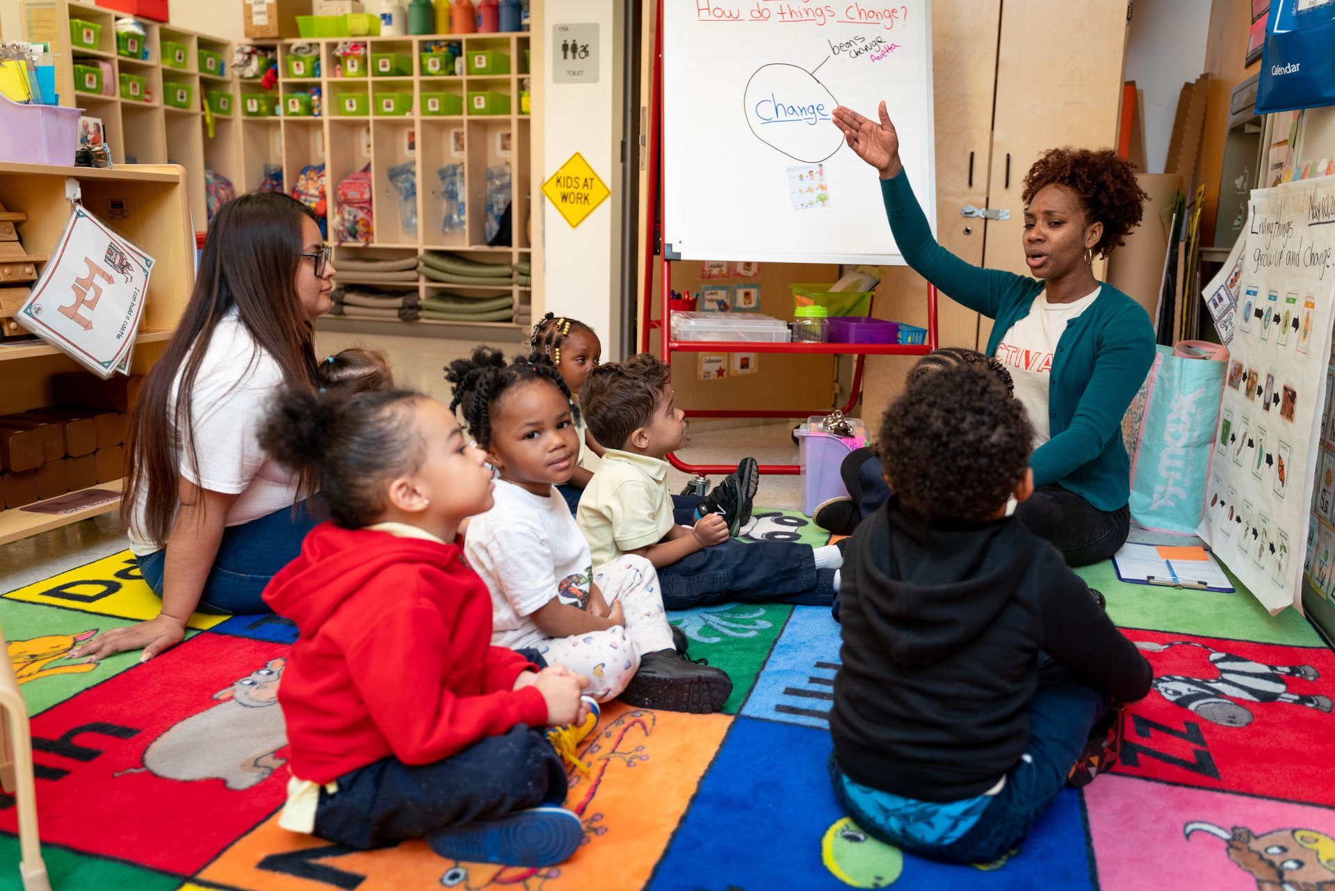 Students and teachers collaborating in a GoLD Pre-K classroom
